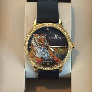 NIB Beautiful Empress Black and Gold Watch